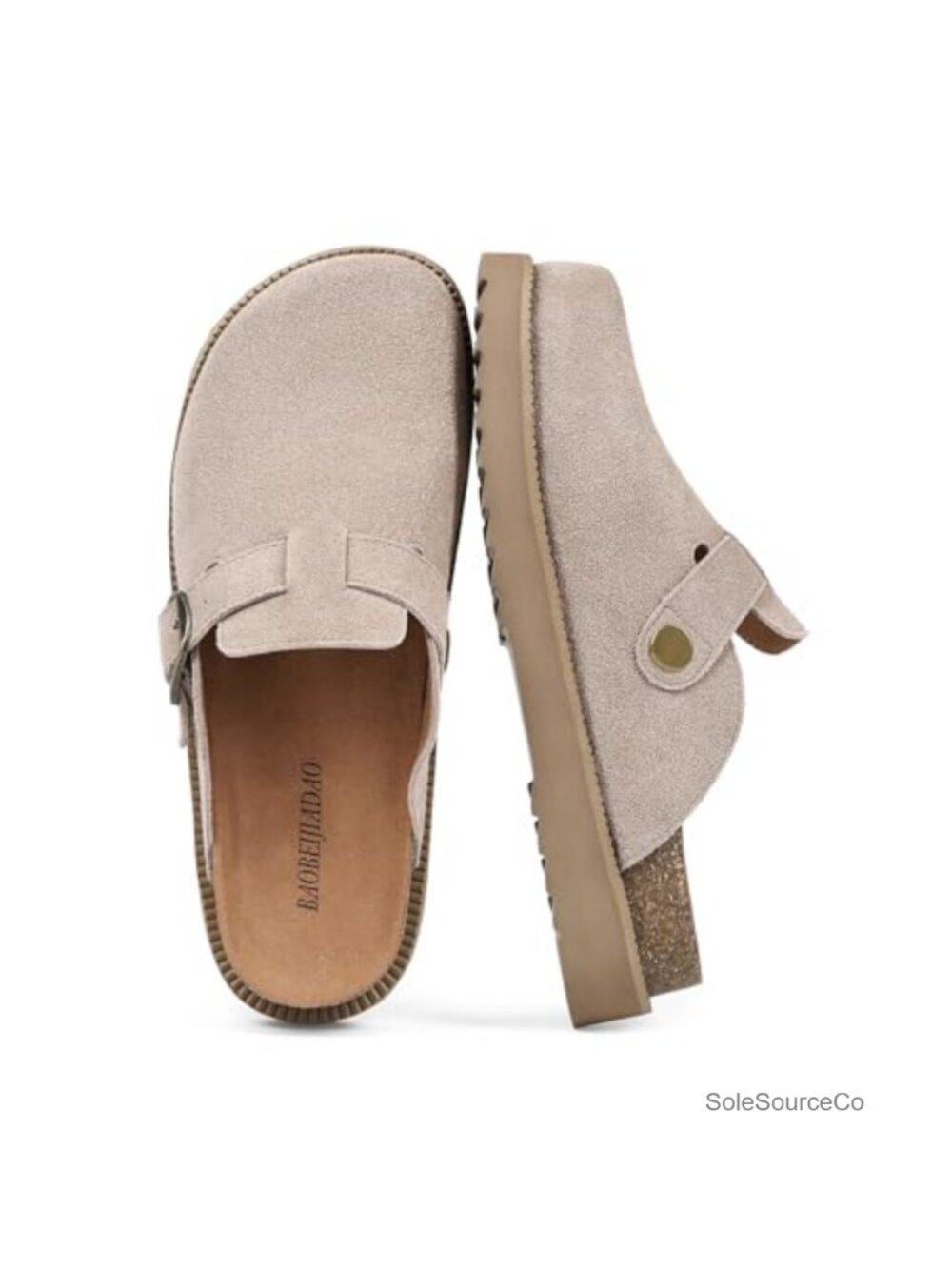 Genuine Suede Clogs for Women Platform Arch Support Soft Cork Footbed Mules